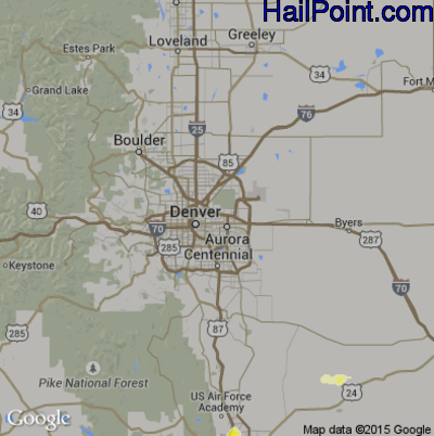 Hail Map for Denver, CO Region on May 7, 2015 