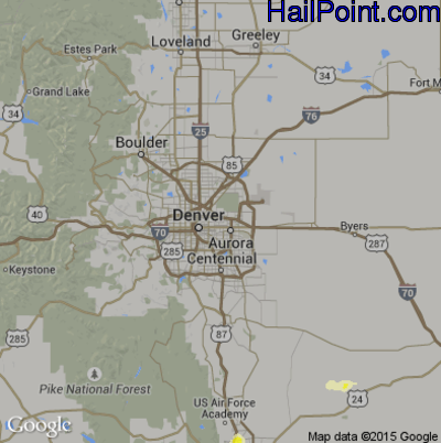 Hail Map for Denver, CO Region on May 7, 2015