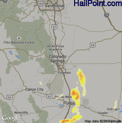 Hail Map for Colorado Springs, CO Region on May 8, 2015