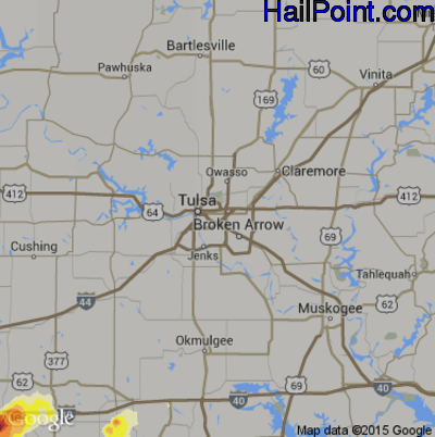 Hail Map for Tulsa, OK Region on May 8, 2015