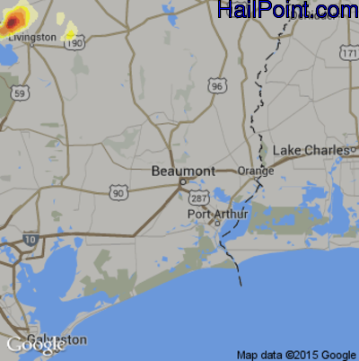 Hail Map for Beaumont, TX Region on May 11, 2015