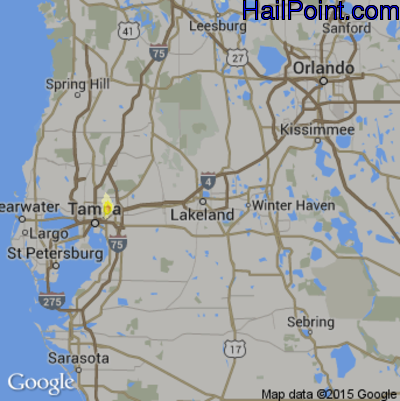 Hail Map for Lakeland, FL Region on May 11, 2015