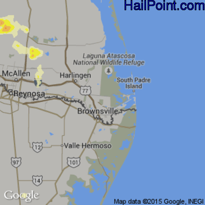 Hail Map for Brownsville, TX Region on May 12, 2015