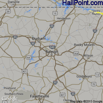 Hail Map for Raleigh, NC Region on May 12, 2015