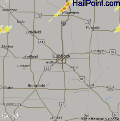 Hail Map for Lubbock, TX Region on May 16, 2015