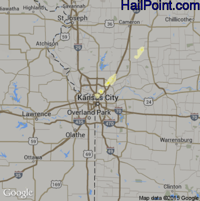 Hail Map for Kansas City, MO Region on May 16, 2015
