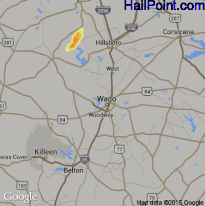 Hail Map for Waco, TX Region on May 19, 2015
