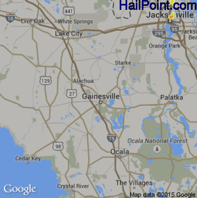 Hail Map for Gainesville, FL Region on May 19, 2015