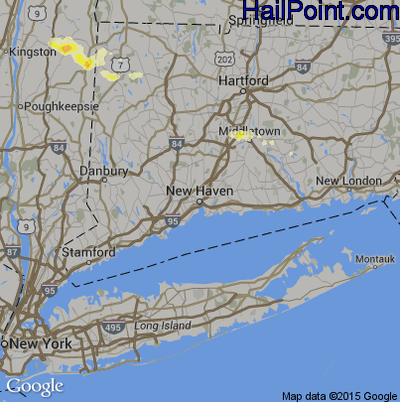 Hail Map for New Haven, CT Region on May 20, 2015