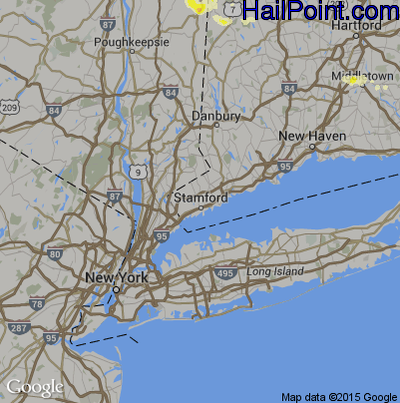 Hail Map for Stamford, CT Region on May 20, 2015