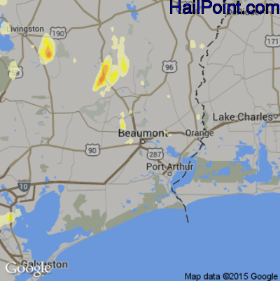 Hail Map for Beaumont, TX Region on May 26, 2015