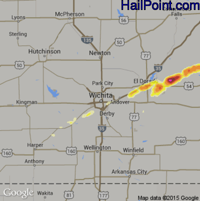 Hail Map for Wichita, KS Region on May 26, 2015