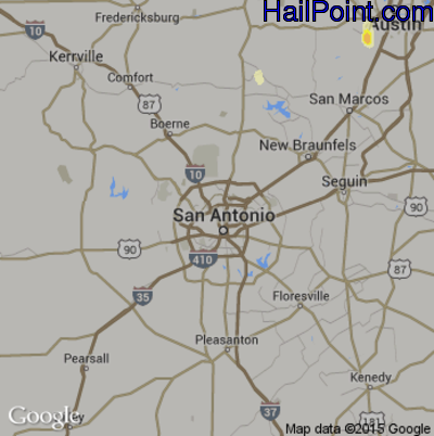 Hail Map for San Antonio, TX Region on May 27, 2015