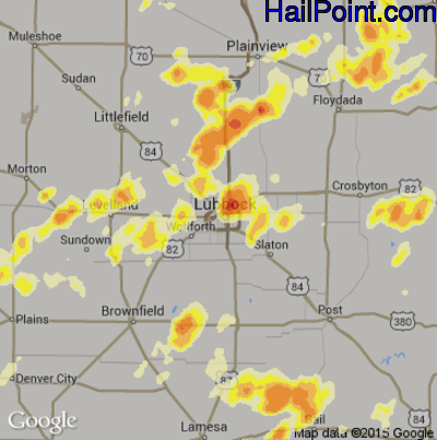 Hail Map for Lubbock, TX Region on May 27, 2015