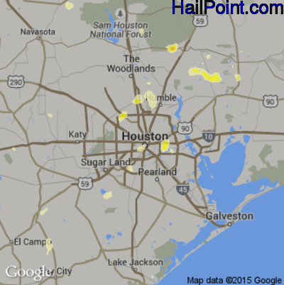 Hail Map for Houston, TX Region on May 30, 2015
