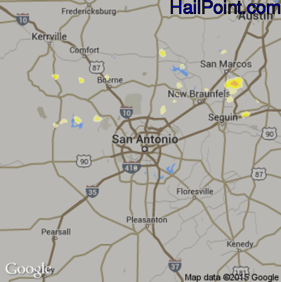 Hail Map for San Antonio, TX Region on May 30, 2015
