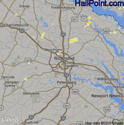 Hail Map for Richmond, VA Region on June 1, 2015