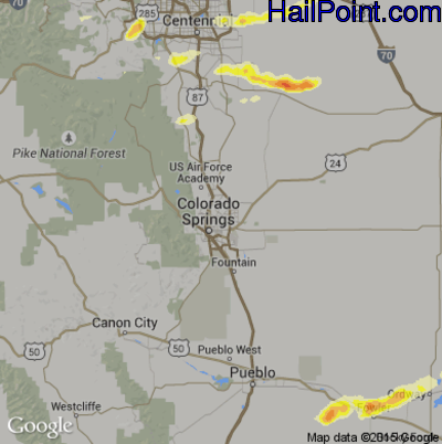Hail Map for Colorado Springs, CO Region on June 3, 2015