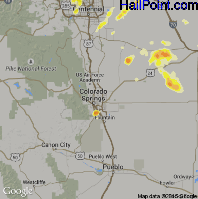 Hail Map for Colorado Springs, CO Region on June 4, 2015