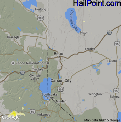 Hail Map for Reno, NV Region on June 5, 2015