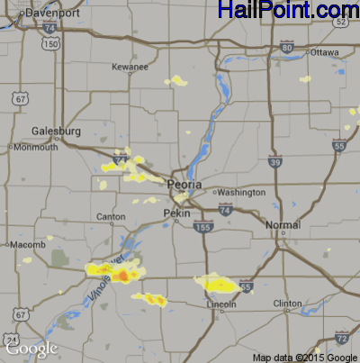Hail Map for Peoria, IL Region on June 7, 2015