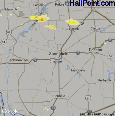 Hail Map for Springfield, IL Region on June 7, 2015