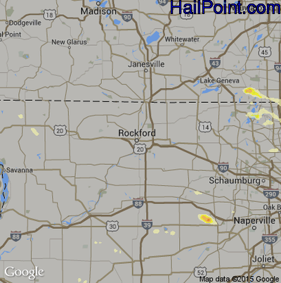 Hail Map for Rockford, IL Region on June 8, 2015 