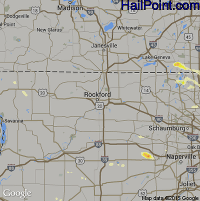 Hail Map for Rockford, IL Region on June 8, 2015