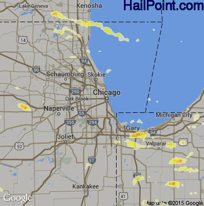 Hail Map for Chicago, IL Region on June 8, 2015 