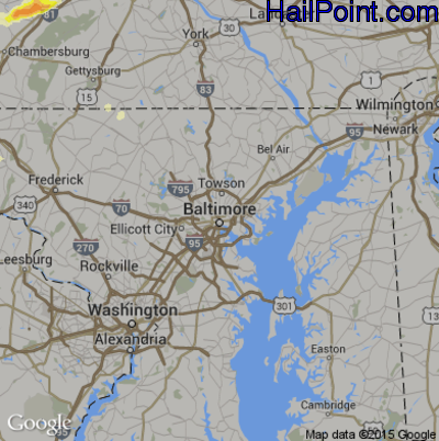 Hail Map for Baltimore, MD Region on June 8, 2015