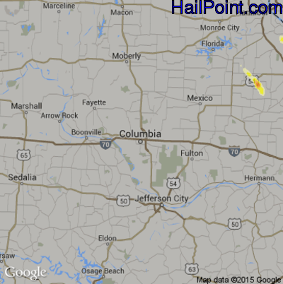 Hail Map for Columbia, MO Region on June 8, 2015