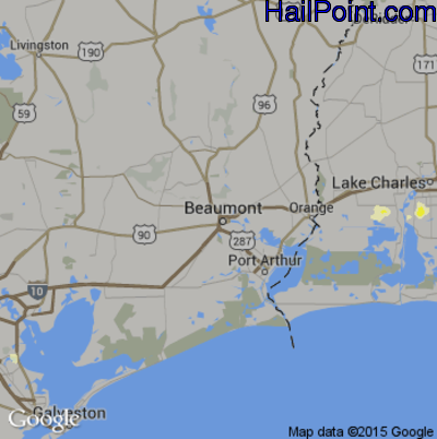 Hail Map for Beaumont, TX Region on June 9, 2015