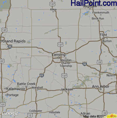 Hail Map for Lansing, MI Region on June 10, 2015
