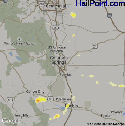 Hail Map for Colorado Springs, CO Region on June 11, 2015