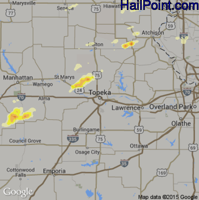 Hail Map for Topeka, KS Region on June 11, 2015