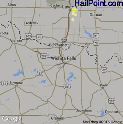Hail Map for Wichita Falls, TX Region on June 13, 2015