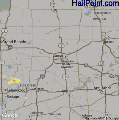Hail Map for Lansing, MI Region on June 13, 2015