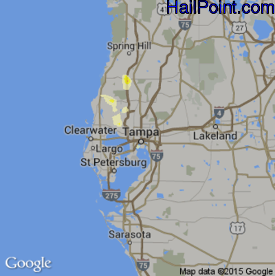 Hail Map for Tampa, FL Region on June 15, 2015