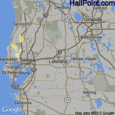 Hail Map for Lakeland, FL Region on June 15, 2015