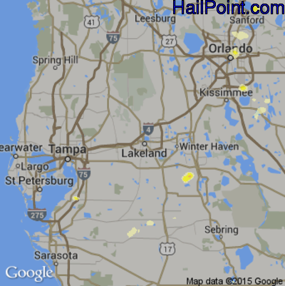 Hail Map for Lakeland, FL Region on June 19, 2015 