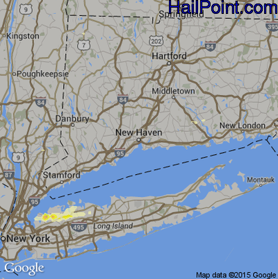 Hail Map for New Haven, CT Region on June 23, 2015