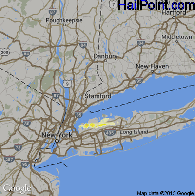 Hail Map for Stamford, CT Region on June 23, 2015