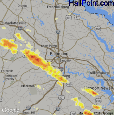 Hail Map for Richmond, VA Region on June 25, 2015