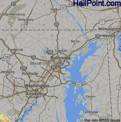 Hail Map for Baltimore, MD Region on June 26, 2015
