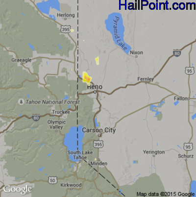 Hail Map for Reno, NV Region on June 28, 2015 