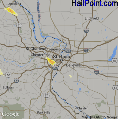 Hail Map for St. Louis, MO Region on June 28, 2015