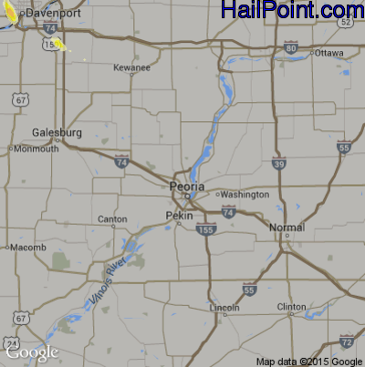 Hail Map for Peoria, IL Region on June 30, 2015