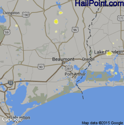 Hail Map for Beaumont, TX Region on June 30, 2015