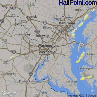Hail Map for Washington, DC Region on June 30, 2015 