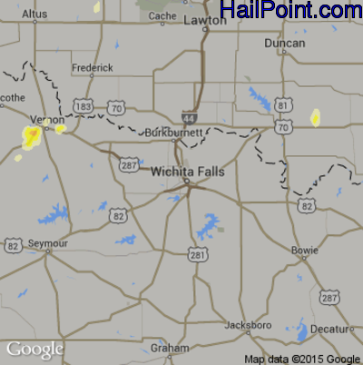 Hail Map for Wichita Falls, TX Region on July 3, 2015